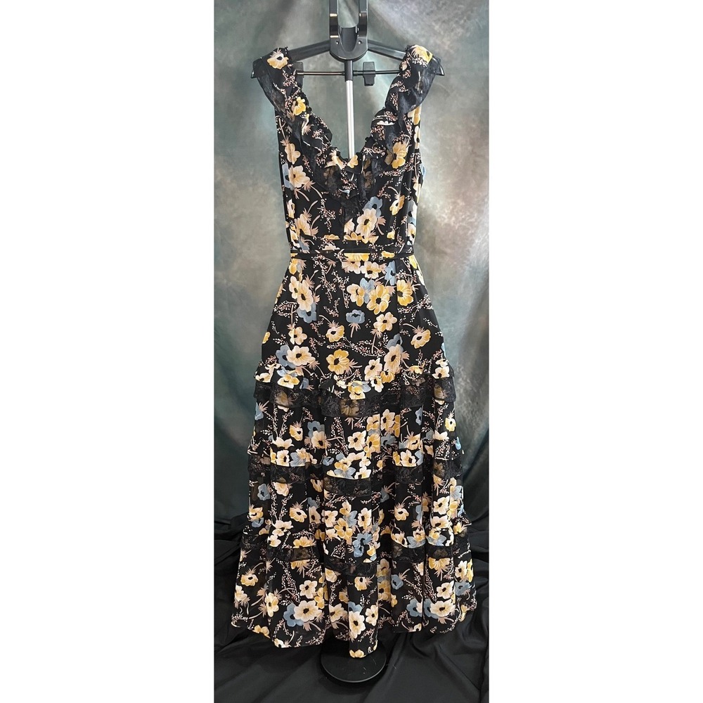 Lauren Ralph Lauren Floral Maxi Dress Black Lace Trim Size‎ 18W Formal Dress NWT - Picture 5 of 12